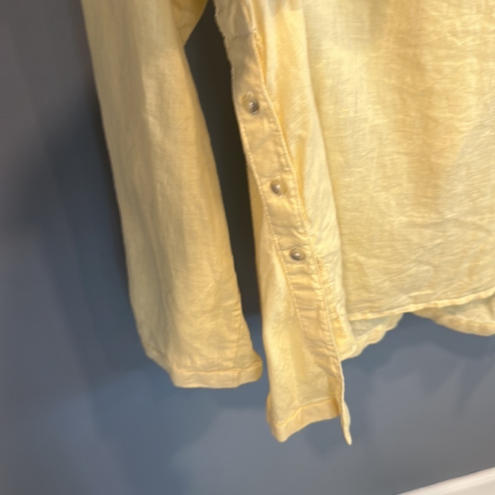 Sundance 100% Linen Button Front Shirt Maize Medium - Picture 4 of 5